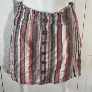 Jolt Juniors Striped Linen Button Down Skirt